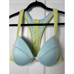 Victoria’s Secret Women’s Razorback Blue & Green Bikini Swimsuit Top Size 34DD